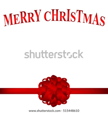 Christmas card with a red bow vector illustration