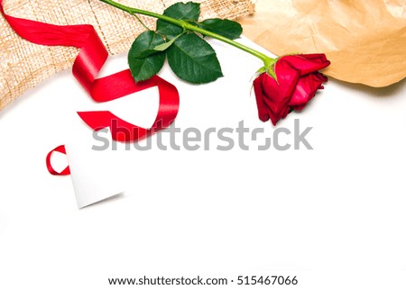 Beautiful red roses on a white background with blank copy space for texting