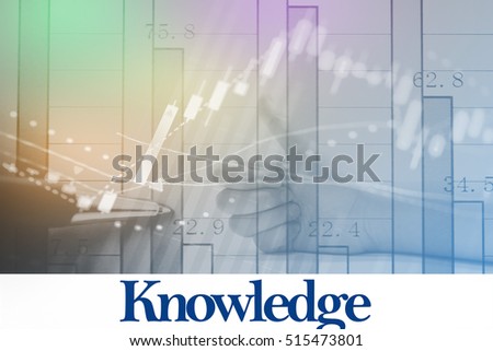 Knowledge - Abstract digital information to represent Business&Financial as concept. The word Knowledge is a part of stock market vocabulary in stock photo