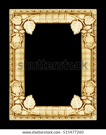The gold frame on the white background