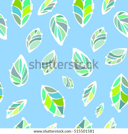 Bright colored hand drawn leaves, abstraction. Vector seamless pattern.