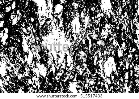 Tree skin texture black and white vector illustration. Black and white background with natural tree peel surface. Rough wood ornament trace. Old tree trunk macro image.  Oak tree bark shabby backdrop