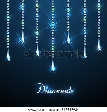 Diamond sparkling beads jewellery background - eps10 . Luxury gemstone chains vector illustration.