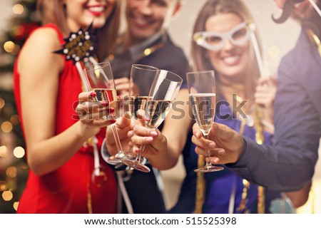 Picture showing group of friends celebrating New Year