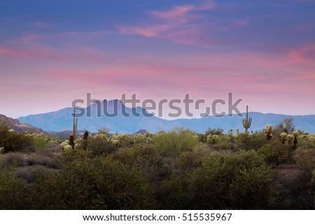 Superstition Mountains in Arizona Royalty-Free Stock Photo #515535967
