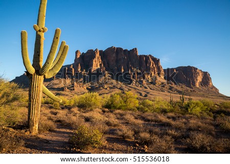 Superstition Mountains in Arizona Royalty-Free Stock Photo #515536018