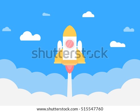 Rocket takes off vector image Flying in the sky