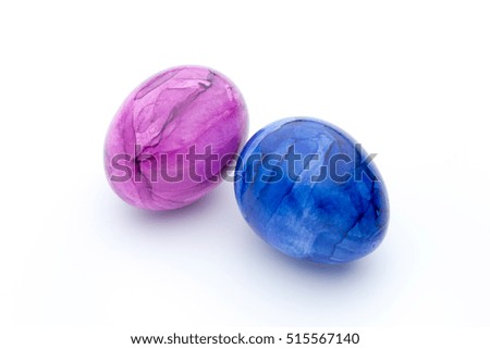 Bright, colorful Easter eggs in isolated on white.