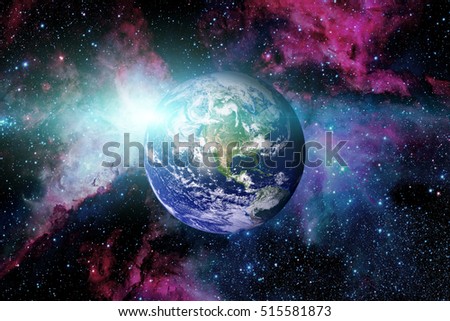 Solar System - Earth. Isolated planet on black background. Elements of this image furnished by NASA