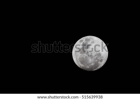 full moon isolated on black background at night