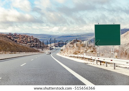 Blank road destination sign on highway. Add your own text