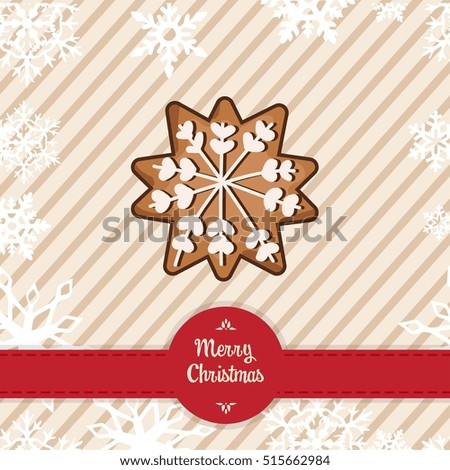 Gingerbread snowflake christmas cookie vector illustration