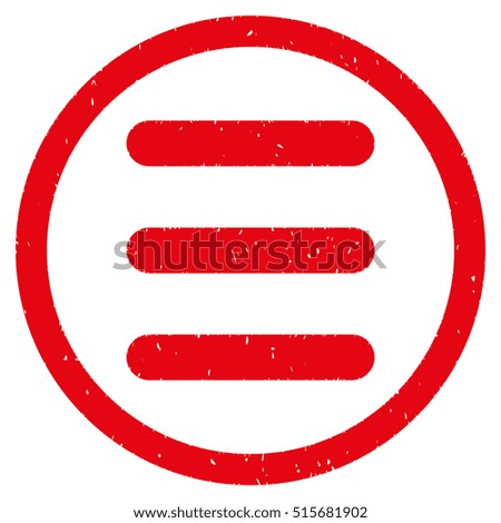 Menu rubber seal stamp watermark. Icon symbol inside circle frame with grunge design and corrosion texture. Scratched vector red ink sticker on a white background.