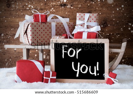Sleigh With Gifts, Snow, Snowflakes, Text For You