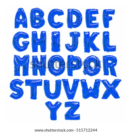 English alphabet from blue balloons on a white background. holidays and education