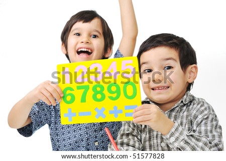 Two children with numbers