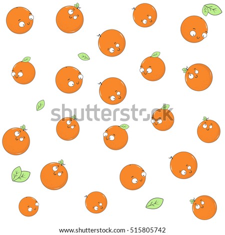 Mandarin new year, seamless pattern, Funny vector fruits
