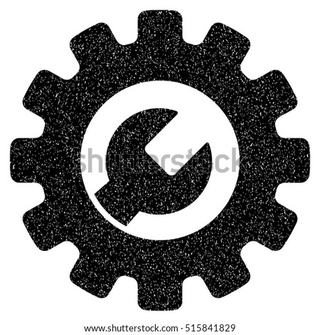 Service Tools grainy textured icon for overlay watermark stamps. Flat symbol with dirty texture. Dotted vector black ink rubber seal stamp with grunge design on a white background.