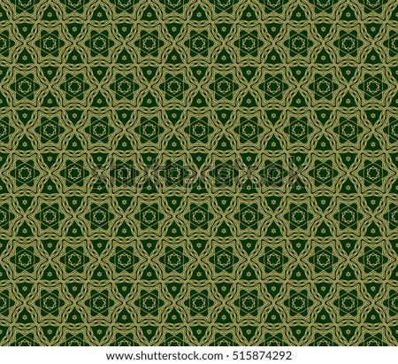 gold floral on sacred geometry pattern. vector illustration. for design invitation, wallpaper, fabric. green background