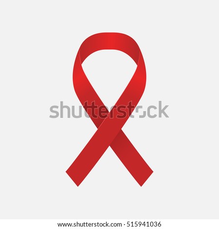 Aids awareness red  ribbon on white background. Vector illustration