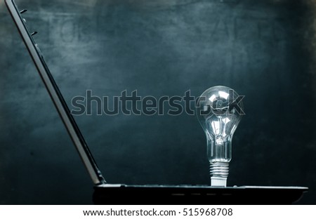 laptop and bulb