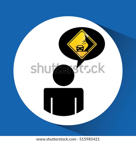silhouette man road sign caution vector illustration eps 10