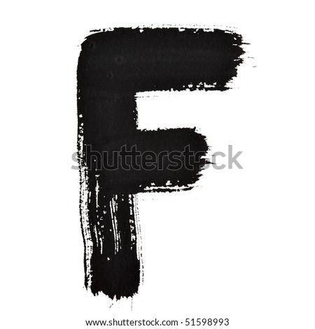 F - Ink letters isolated over the white background