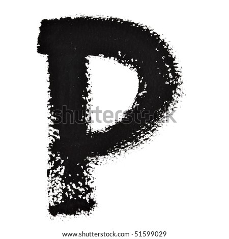 P - Ink letters isolated over the white background
