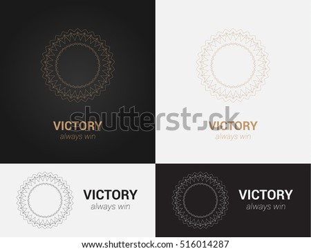 Vector design templates in black, grey and golden colors. Creative mandala logo, icon, emblem, symbol. For business, invitation, wedding, banner , flyer or greeting  cards.