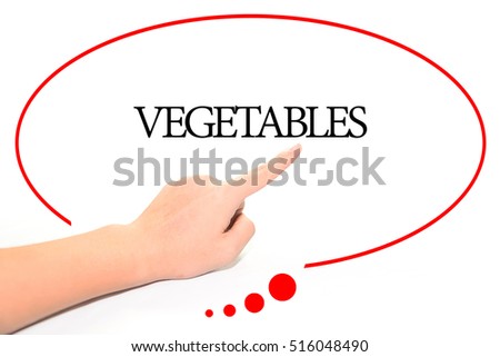 Hand writing VEGETABLES  with the abstract background. The word VEGETABLES represent the meaning of word as concept in stock photo.