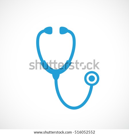 Stethoscope icon vector illustration on white background. Stethoscope sign. Medical stethoscope icon. Blue stethoscope pictogram icon. Royalty-Free Stock Photo #516052552