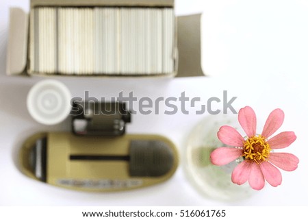film slide,roll film on white background image and photography concept