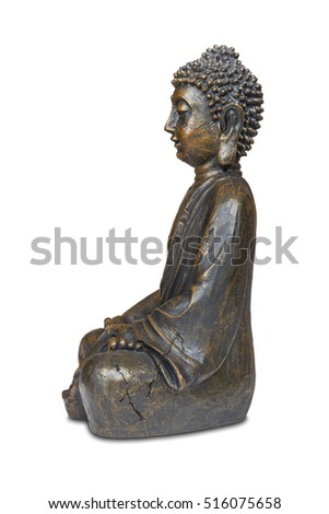 Bronze buddha statue isolated over white with clipping path.