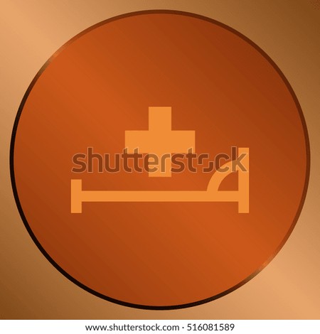 Vector icon with bed and cross. Hospital sign
