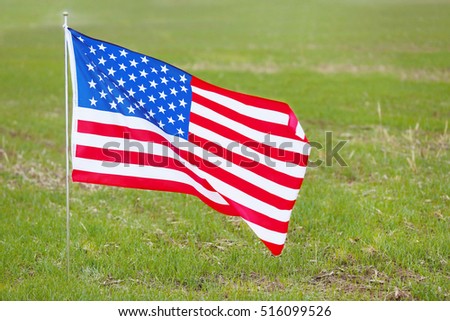 United States national flag on green grass background