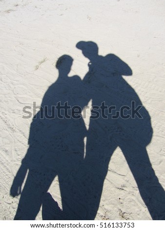 Shadow of tourist on the ground,Shadow of couples like to travel