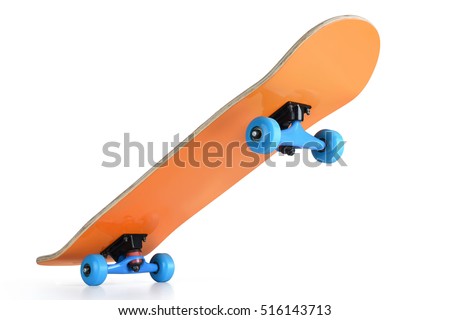 Skateboard deck on white background, isolated path included Royalty-Free Stock Photo #516143713