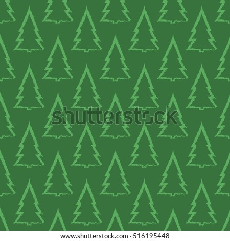 Seamless pattern with pine tree. Christmas trees. Vector background.