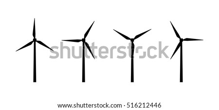 Vector silhouettes of wind turbines Royalty-Free Stock Photo #516212446