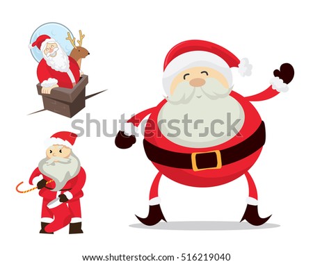 Cute Santa Claus In Christmas Activities Character Set