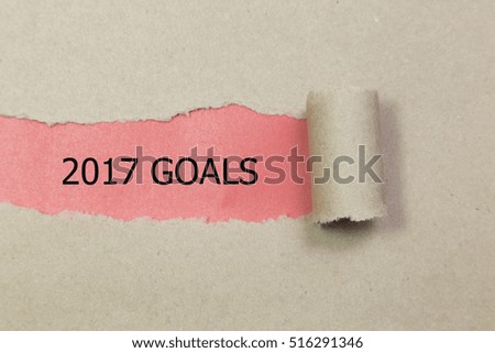2017 GOALS message written under torn paper.