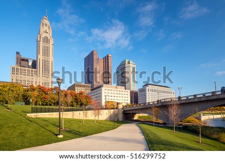 View of downtown Columbus Ohio skyline in USA
