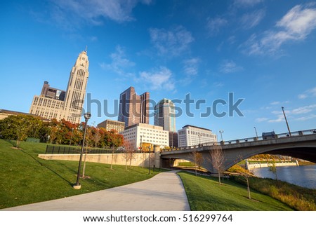 View of downtown Columbus Ohio skyline in USA