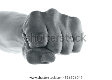 Black and white image of a hand gesture on white background