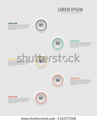 Vector circles for infographic. Template for diagram, graph, presentation and chart. Business concept with 5 options, parts, steps or processes. Abstract background.