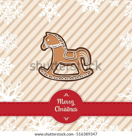 Gingerbread christmas horse cookie vector illustration