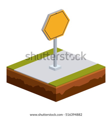 Isolated isometric yellow road sign design