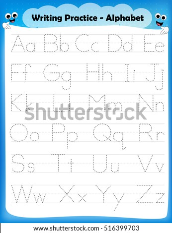 Alphabet letters tracing worksheet with all alphabet letters. Basic writing practice for kindergarten kids Royalty-Free Stock Photo #516399703
