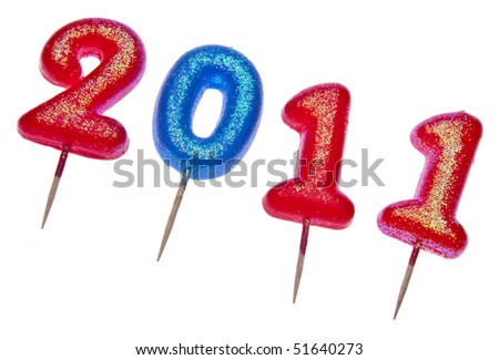2011 in Red and Blue Isolated on White with a Clipping Path.