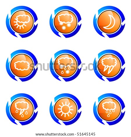 Set of 9 glossy web icons (set 4). Isolated button in various color.